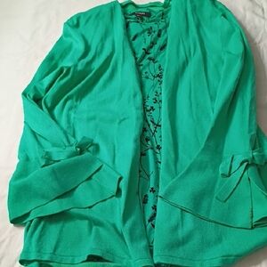 Alfani Teal Cardigan with Black Floral Design